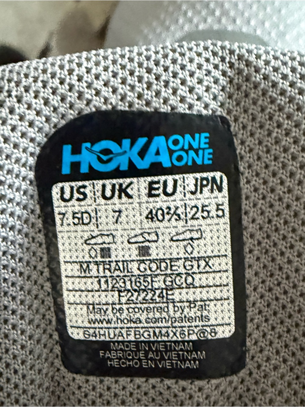 Hoka One One M Trail Code GTX in Grey 7.5 men’s 9 lady’s - Picture 3 of 7